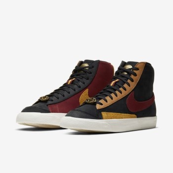 Nike Blazer Mid '77 - Férfi Utcai Cipő - Fekete/Arany/Piros